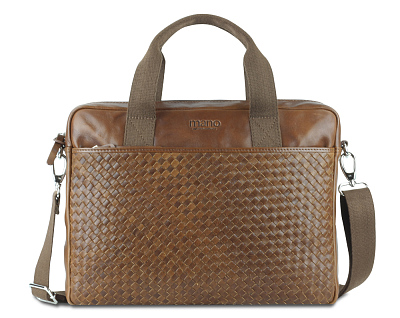 Сумка Mano "Don Luca", натуральная кожа в коньячном цвете, 37 х 27 х 6 см (Коричневый)