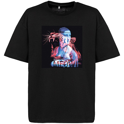 Футболка оверсайз «Дама с горностаем», черная (Чёрный)