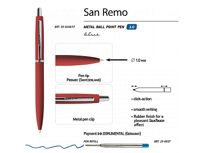 Ручка металлическая шариковая San Remo, софт тач