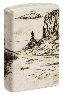 Зажигалка ZIPPO Western Design с покрытием 540 Matte, латунь/сталь, белая, 38x13x57 мм