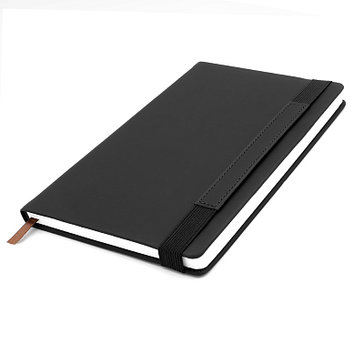 Блокнот A5 Champion в твёрдом переплёте с широкой застёжкой  (Чёрный)