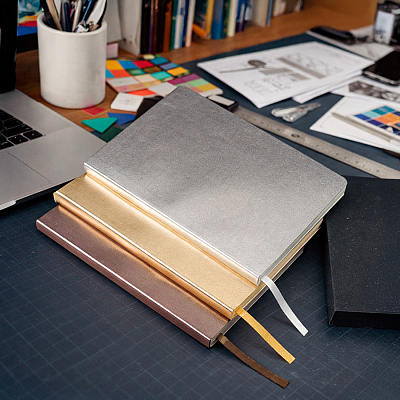 Бизнес-блокнот AURI, формат А5, серебристый, блок в линейку