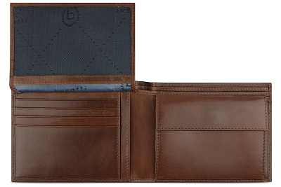 Портмоне BUGATTI Nobile,с защитой данных RFID, коньячного цвета, воловья кожа/полиэстер, 12х2х9,5 см