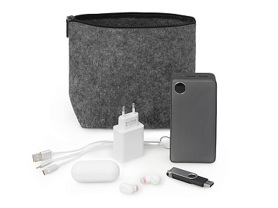 Органайзер для электроники и проводов Felt из RPET-фетра (Серый)