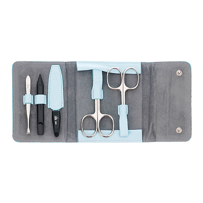 Маникюрный набор Erbe, 5пр. Футляр: натур.кожа, цвет голубой (Голубой)