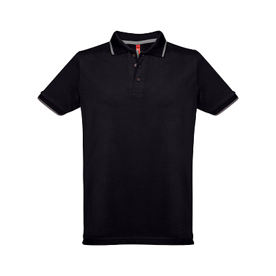 Рубашка-поло мужская SPECTRUM, короткий рукав 195 (Черный, белый)