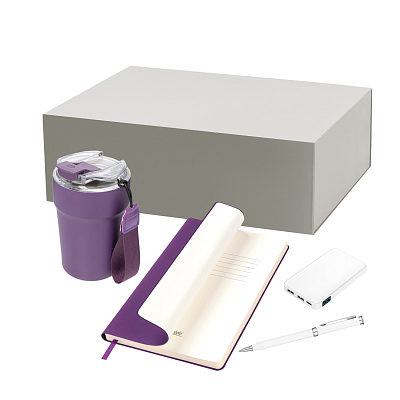 Подарочный набор Monaco  (термокружка, аккумулятор, ежедневник, ручка) (Фиолетовый)