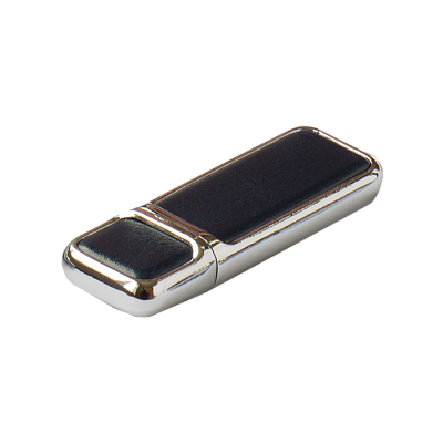 Кожа 01 Брусок кожаный, темно-синий, 4Гб, переходник мини-универсальный