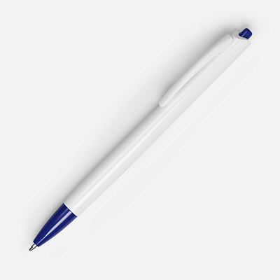 Ручка шариковая Tick, белая с синим (Синий)