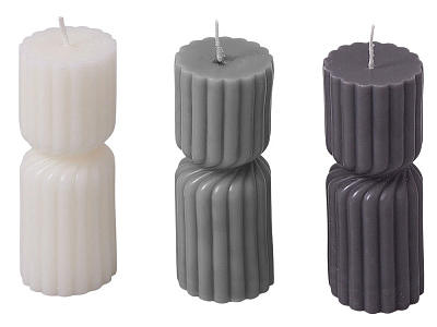 Набор свечей с гранями Vela (Темно-серый, серый, белый)