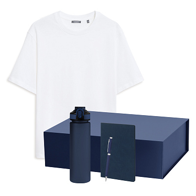 Набор с одеждой RUST NEO (футболка, бутылка, ежедневник, ручка), белый/синий, 3XL/4XL (Белый, синий)