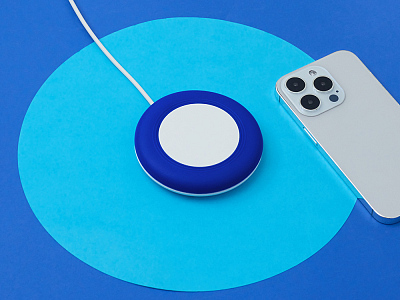 Беспроводное зарядное устройство Disc со встроенным кабелем 2 в 1 (Синий)