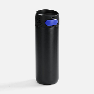 Термостакан X1 с цветной кнопкой, белый с синим (Синий)