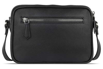 Сумка кросс-боди женская BUGATTI Bella, чёрная, воловья кожа/полиэстер, 22х6х15,5 см