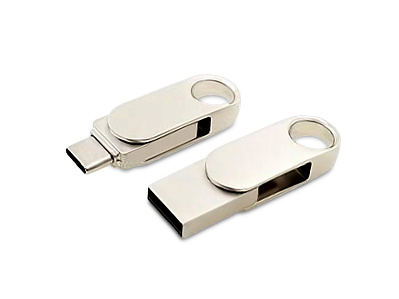 USB 3.0- флешка Uranium на 128 Гб с поворотным механизмом и дополнительным разъемом Type-C (Серебристый)