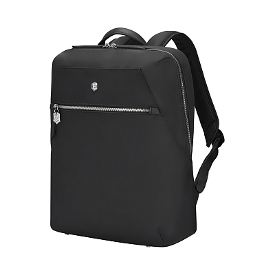 Рюкзак VICTORINOX Victoria Signature Compact Backpack, черный, нейлон/кожа, 30x16x38 см