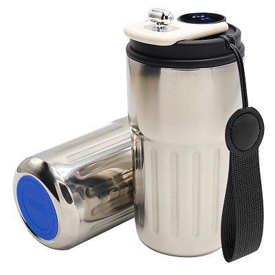 Термокружка Ashly To Go, серебристая/чёрная/тёмно-синяя (Серебристый/чёрный/тёмно-синий)