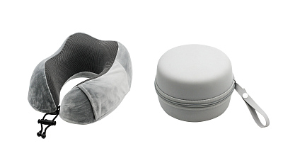 Подушка "Cloud" для путешествий в футляре  (Серый)