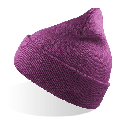 Шапка вязаная  двойная Wind-S , 100% переработанный полиэстер (Пурпурный)