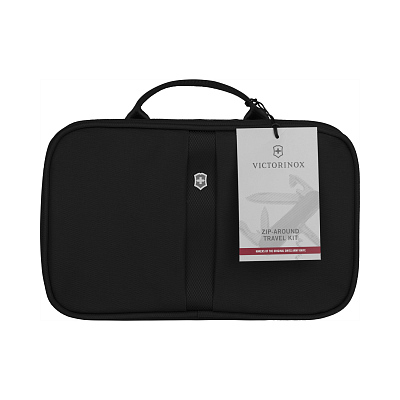 Несессер VICTORINOX TA 5.0 Zip-Around Travel Kit, 3 отделения, чёрный, нейлон, 28x8x18 см, 4 л