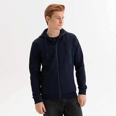 Толстовка на молнии с капюшоном MATEO темно-синяя, размер L (Синий)