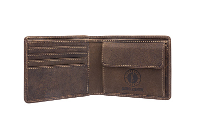 Бумажник KLONDIKE «John», натуральная кожа в темно-коричневом цвете, 11,5 х 9 см
