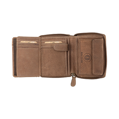 Бумажник KLONDIKE «Wayne Bike», натуральная кожа в светло-коричневом цвете, 10,5 х 12,5 х 2,5 см