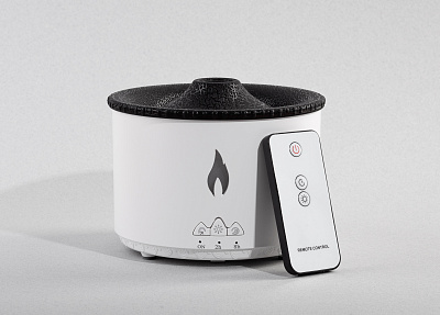 Увлажнитель воздуха "Smart Volcano"с пультом ДУ,  функцией ароматерапии и интерьерной подсветкой   (Белый с черным)