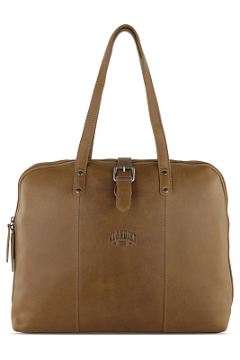 Портфель женский KLONDIKE GOLD «Charlie», натуральная кожа в коньячном цвете, 40 х 32 х 13 см (Коричневый)