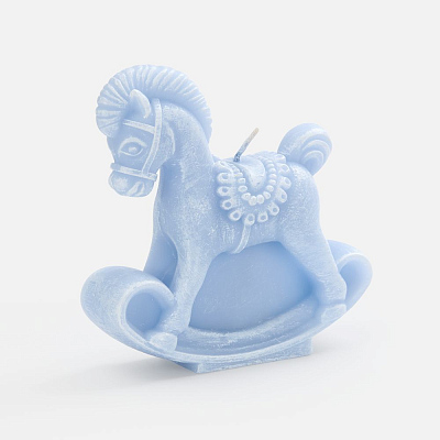Свеча фигурная «Лошадка-качалка», голубая (Голубой)