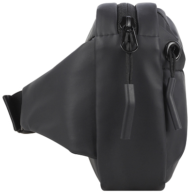 Сумка на пояс BUGATTI Blanc, чёрная, тарпаулин/полиэстер, 26х5,5х13,5 см