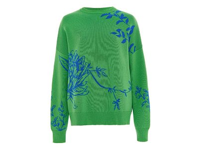 Джемпер Хризантема (Зеленый, синий)