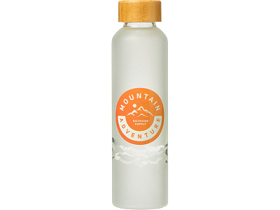 Стеклянная бутылка с бамбуковой крышкой Foggy, 600 мл с круговой УФ- печатью (Белый)