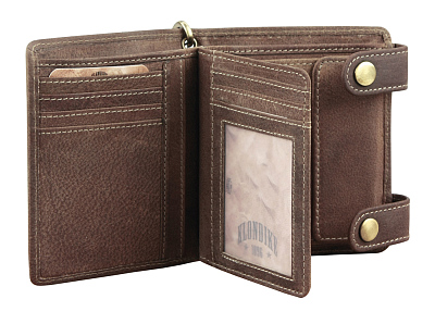 Бумажник KLONDIKE «Tim Deer», натуральная кожа в светло-коричневом цвете, 11,5 х 12,5 х 3 см