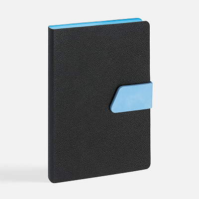 Ежедневник Boom, недатированный, черный с голубым (Голубой)