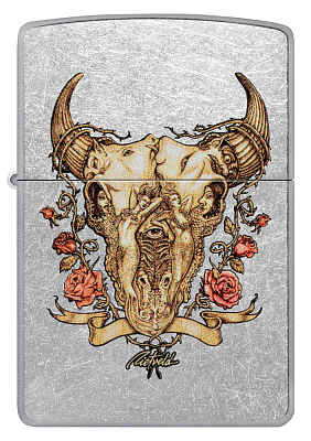 Зажигалка ZIPPO Rick Rietveld с покрытием Street Chrome, латунь/сталь, серебристая, 38x13x57 мм