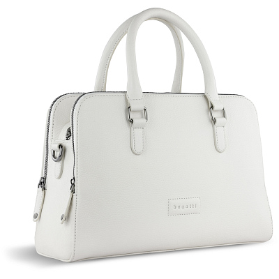 Сумка женская BUGATTI Elsa, белая, воловья кожа/полиэстер, 32х13х22 см (Белый)