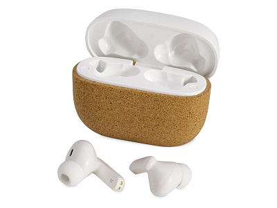 Наушники беспроводные TWS Socorro из пробки и переработанного пластика (Белый)