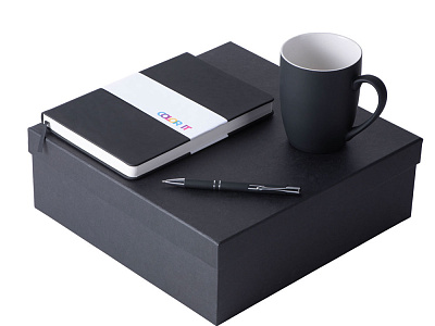 Подарочный набор COLOR IT с блокнотом, ручкой и кружкой (Чёрный)
