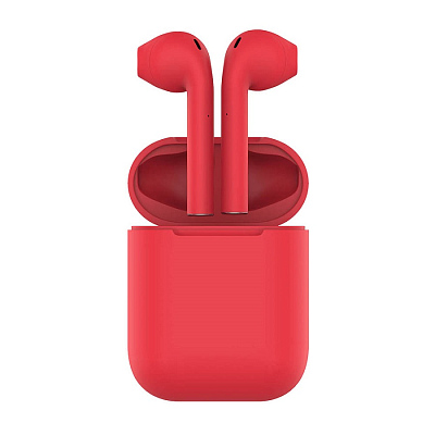 Наушники беспроводные с зарядным боксом TWS AIR SOFT, цвет красный (Красный) Наушники беспроводные с зарядным боксом TWS AIR SOFT, цвет красный (Красный)