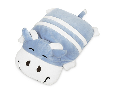 Подушка-плед Бычок из флиса  (Голубой)