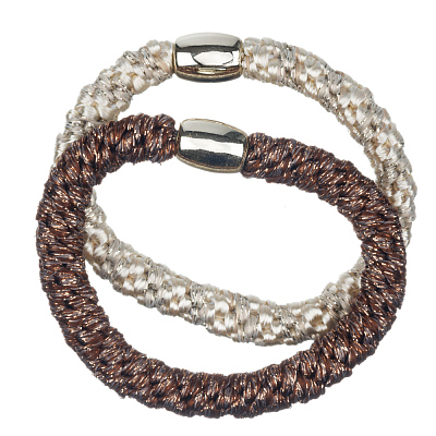 Резинки для волос Dewal Beauty, цвет золотой/коричневый (2 шт.) (Золотой, коричневый)