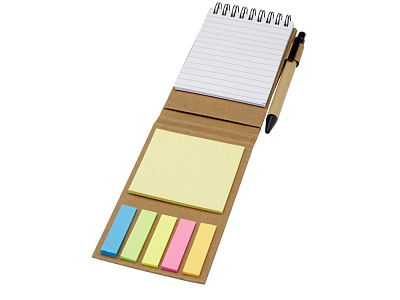 Блокнот Flipper со стикерами и шариковой ручкой (Натуральный)