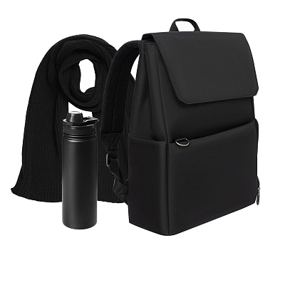 Подарочный набор Marco, черный (шарф, термобутылка, рюкзак) (Чёрный)