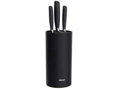 Набор из 3 кухонных ножей в универсальном блоке UNA (Черный, серебристый)