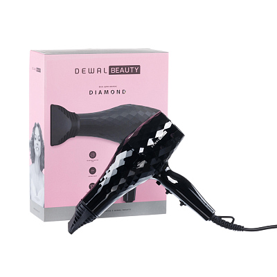 Фен DEWAL BEAUTY Diamond Black, черный, 2200 Вт, 1 насадка