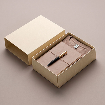 Набор подарочный Welcome Box: футболка LIBRA размер M/L, ежедневник, ручка в коробке (Бежевый) Набор подарочный Welcome Box: футболка LIBRA размер M/L, ежедневник, ручка в коробке (Бежевый)