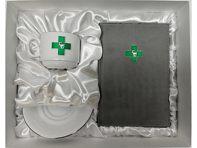 Набор Минута отдыха: ежедневник А5,  чайная пара (Белый, серый)