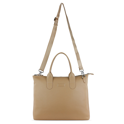 Сумка-шоппер BUGATTI Elsa, песочного цвета, воловья кожа/полиэстер, 46х11х31,5 см