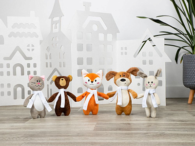 Мягкая игрушка Beastie Toys, мишка с белым шарфом
